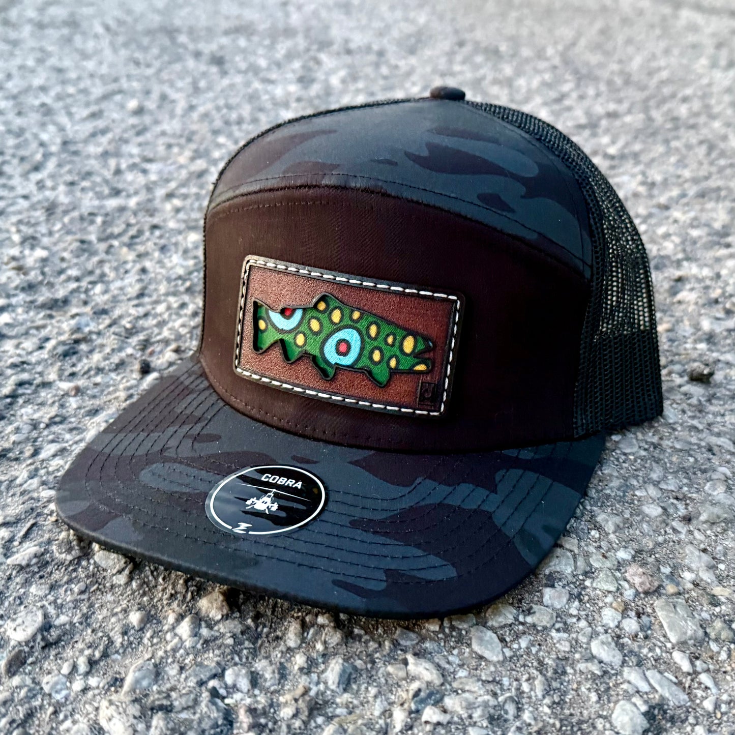 Brook Trout Leather Patch Hat
