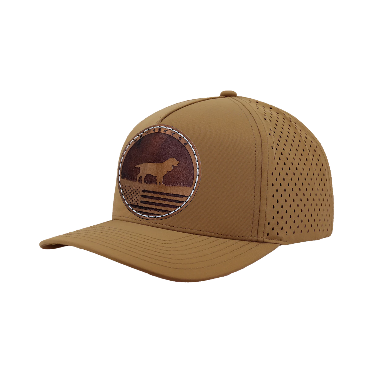 Bird Dog American Flag Leather Patch Hat