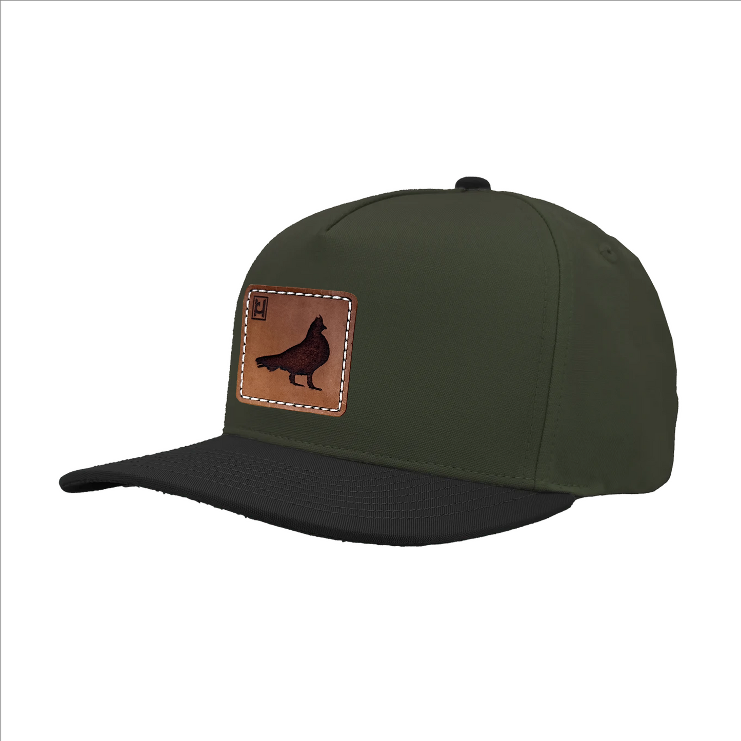 Roughed Grouse leather patch snapback hat