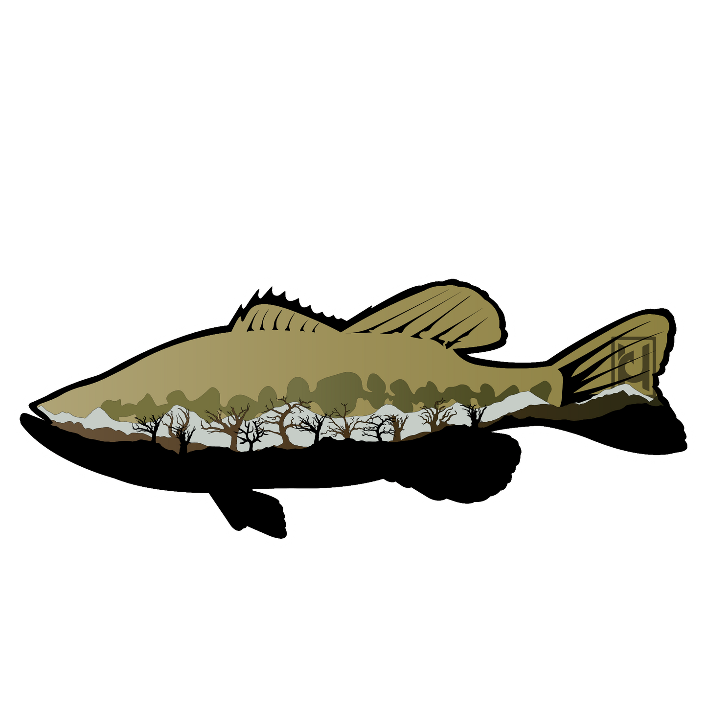 Bass sticker modeled after our wood art!