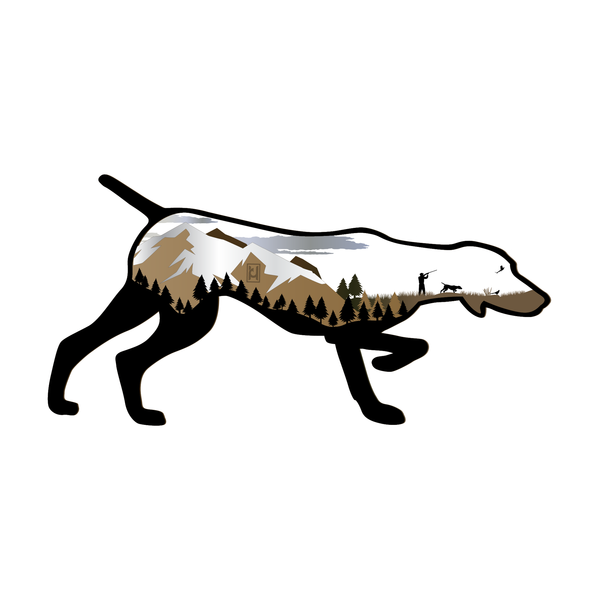 German Shorthaired Pointer sticker featuring a mountain hunting scene!