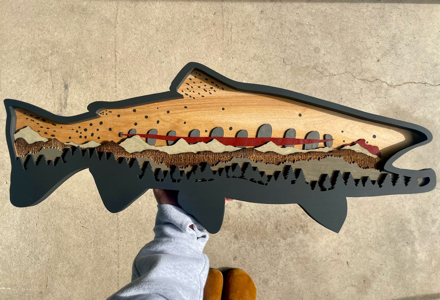 24" California Golden Trout wood art