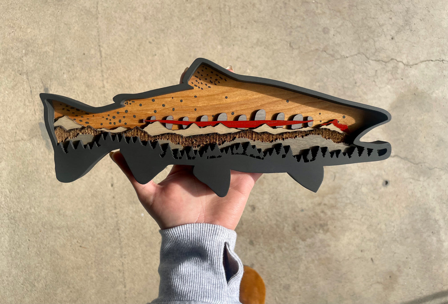 12" California Golden Trout wood art