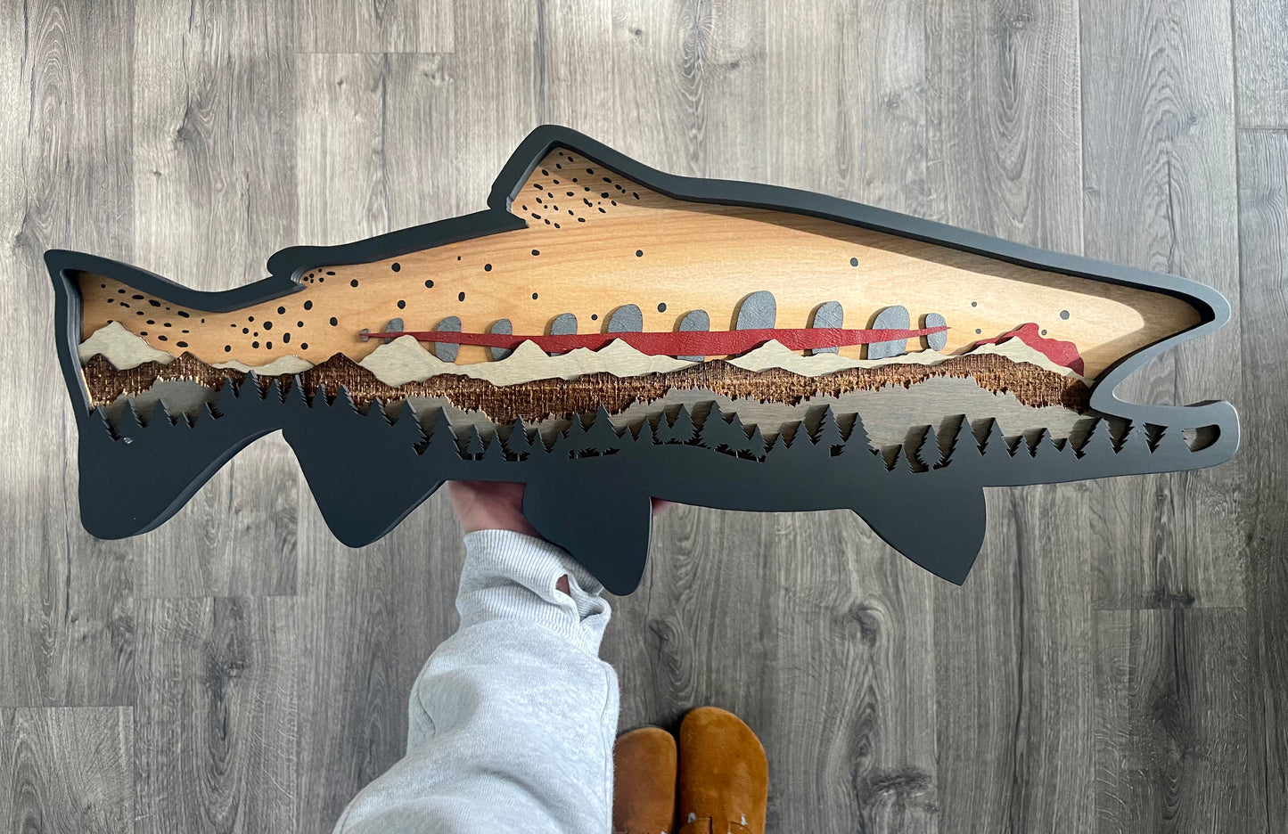 19" California Golden Trout wood art