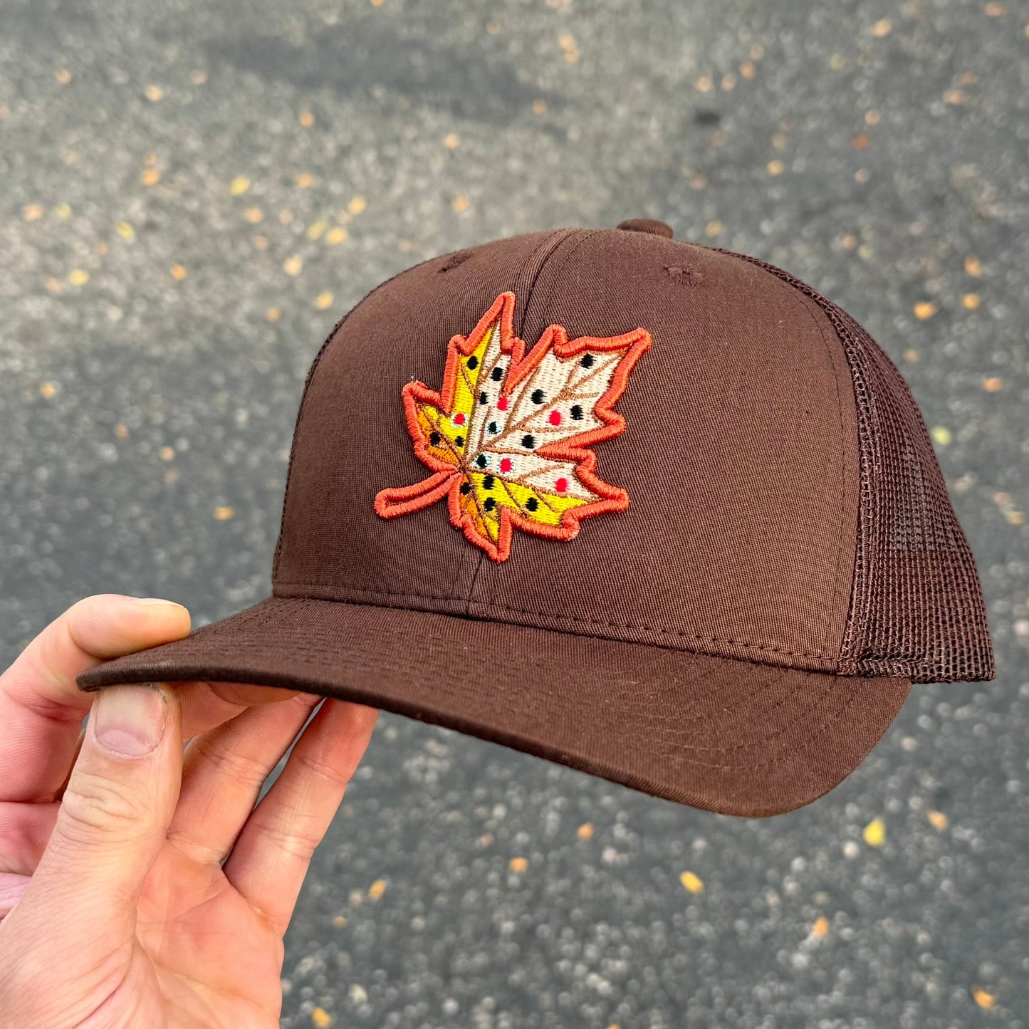 Fall Brown Trout Leaf hat