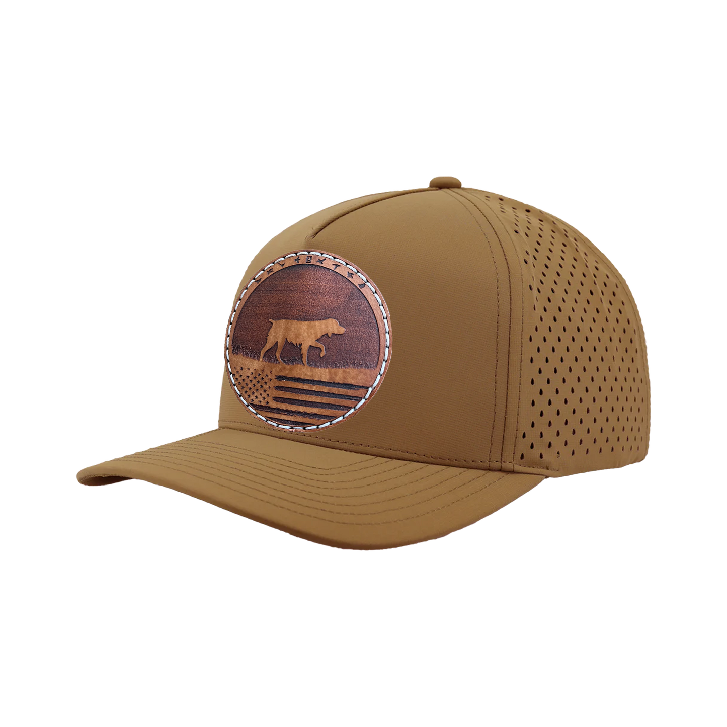 Bird Dog American Flag Leather Patch Hat