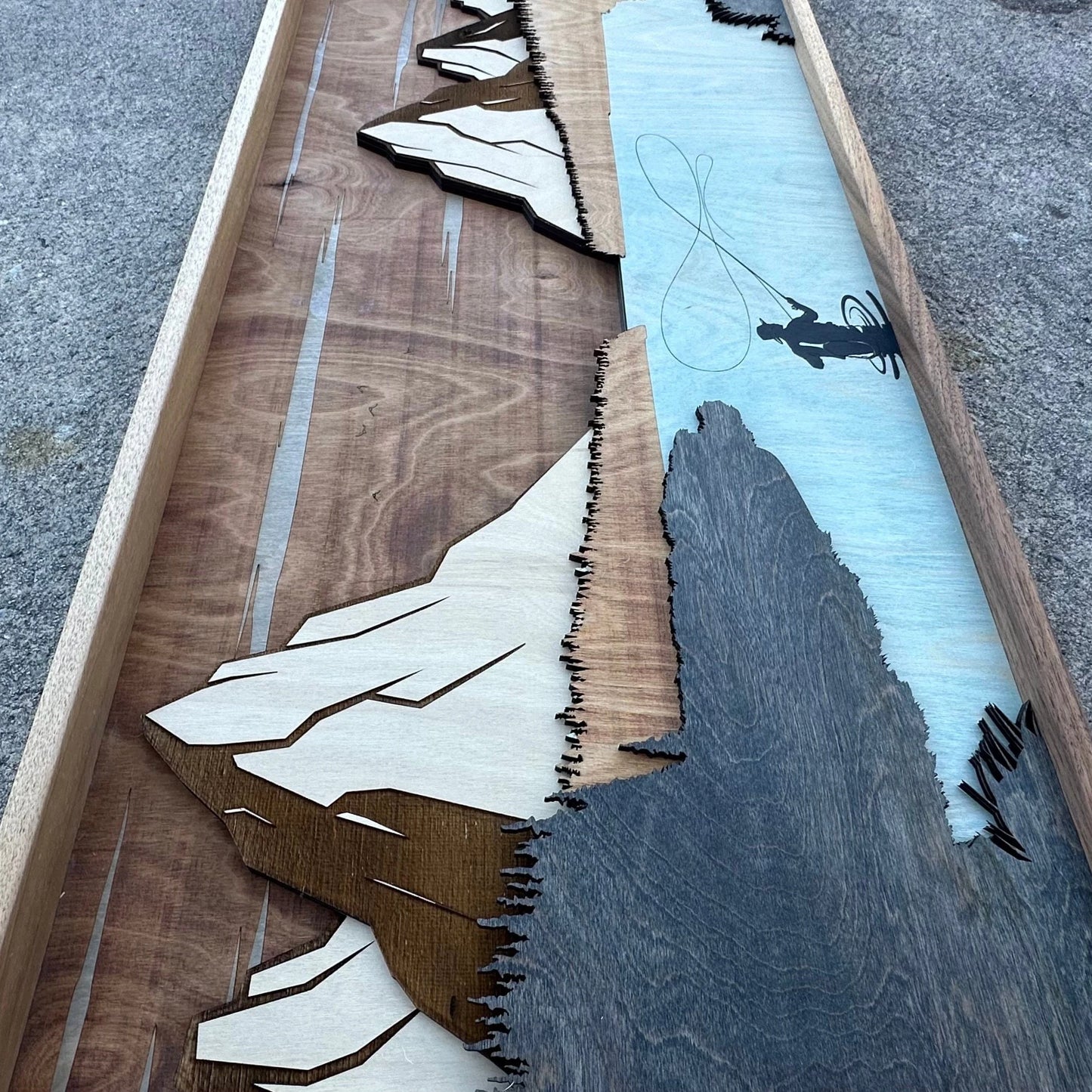 Layered wood Fly Fishing wall décor