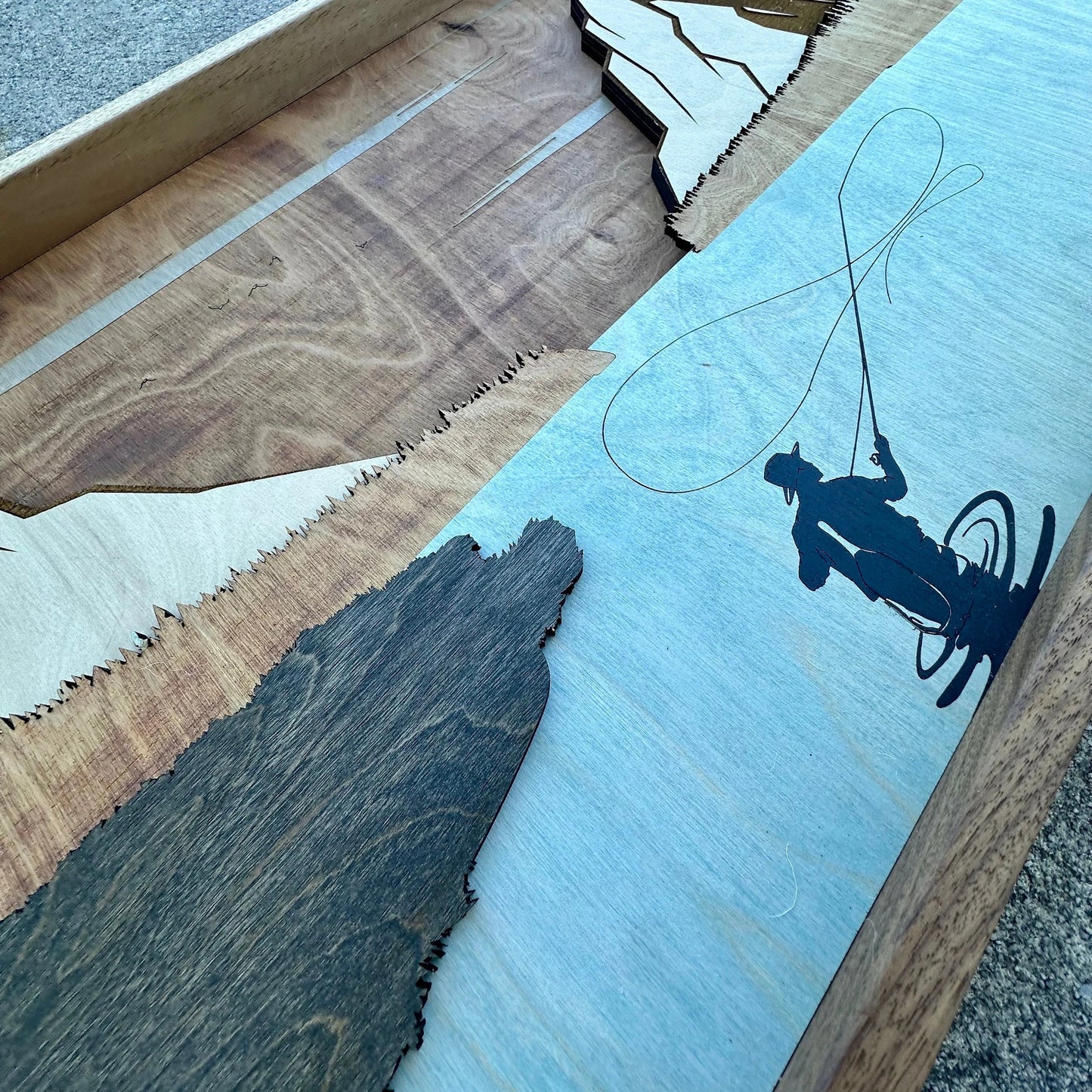 Layered wood Fly Fishing wall décor