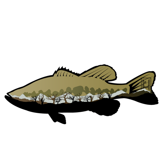 Bass sticker modeled after our wood art!