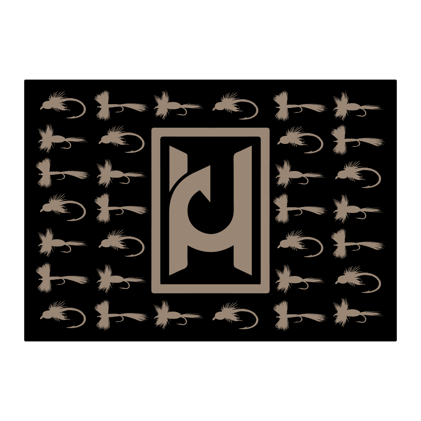 Hooked Design Logo sticker with flies.