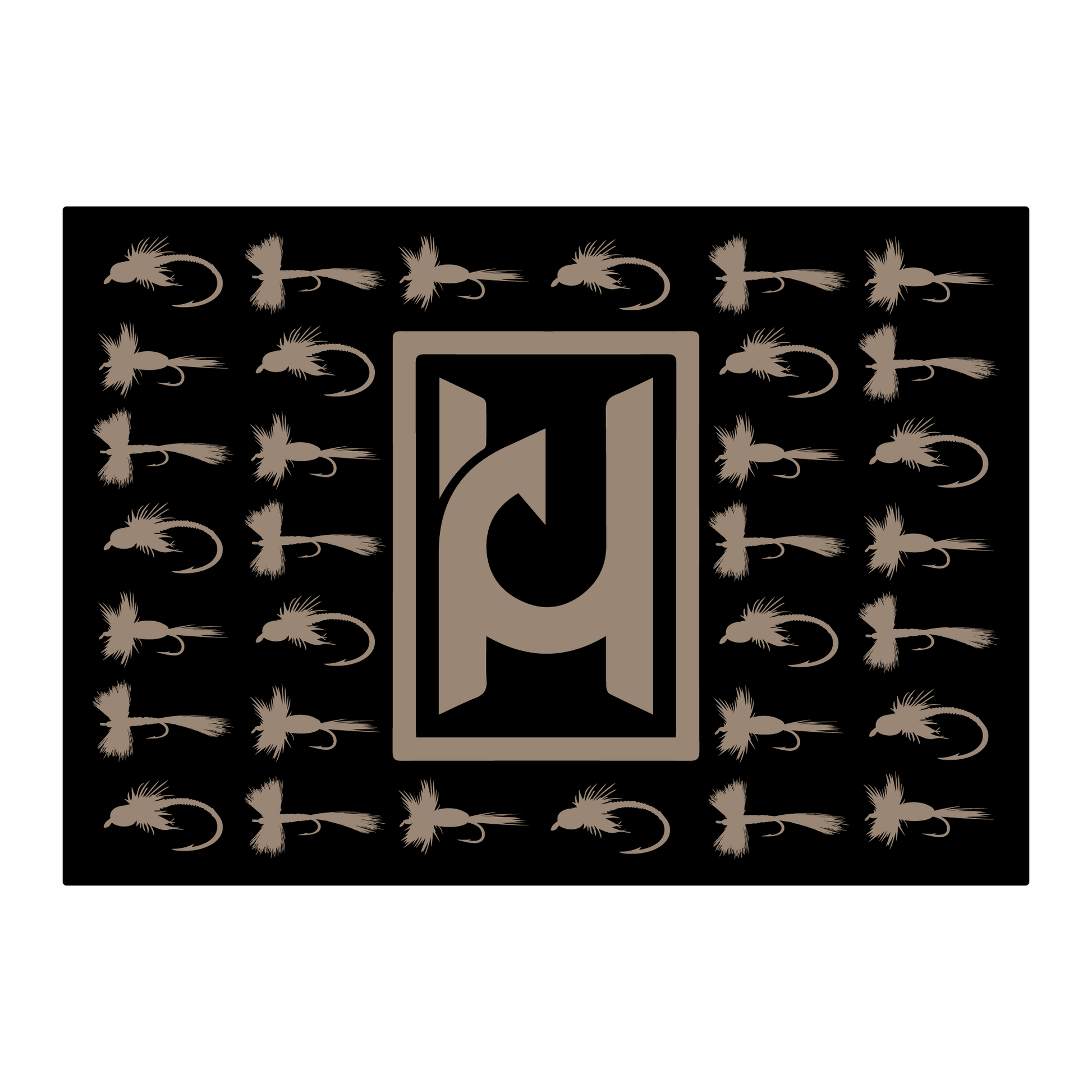 Hooked Design Logo sticker with flies.