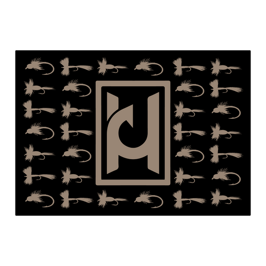 Hooked Design Logo sticker with flies.