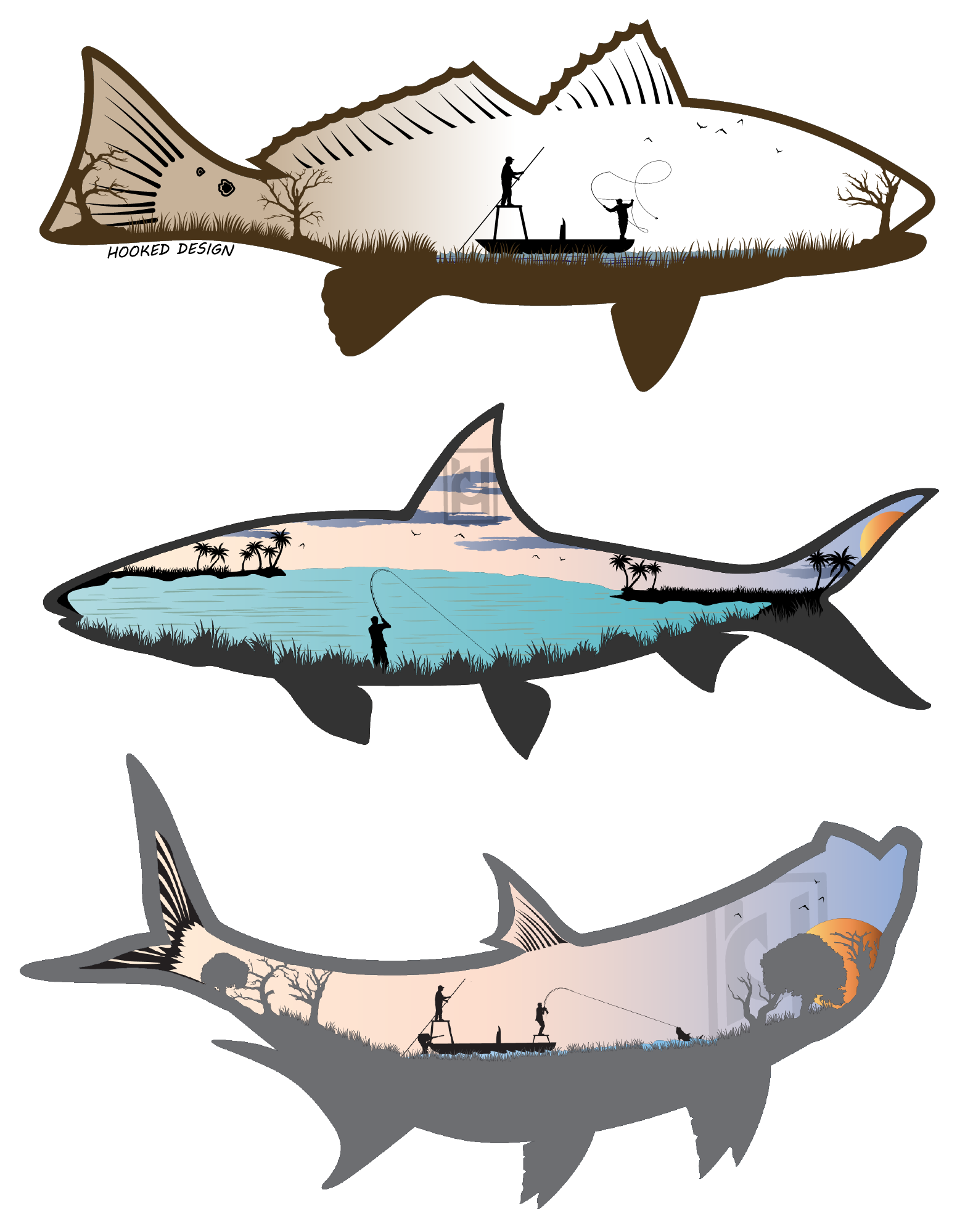 Salt Water Sticker Pack – Hooked Design